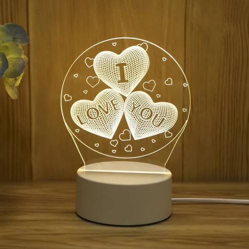 Romantic Love 3D Acrylic Led Lamp for Home Children's Night Light Table Lamp... - Picture 3 of 8