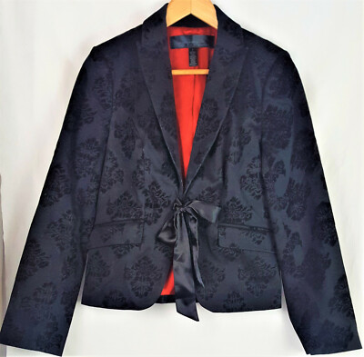 Apostrophe Womens Blazer Black Jacket Front Tie Sz