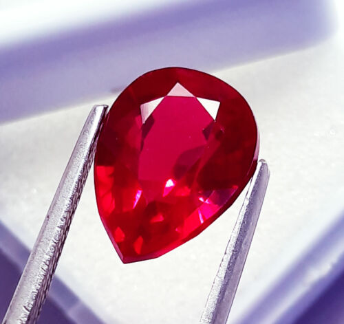 Loose Gemstone Pear Shape Natural Ruby Single 8 to 10 Ct Certified R95 - Afbeelding 1 van 7