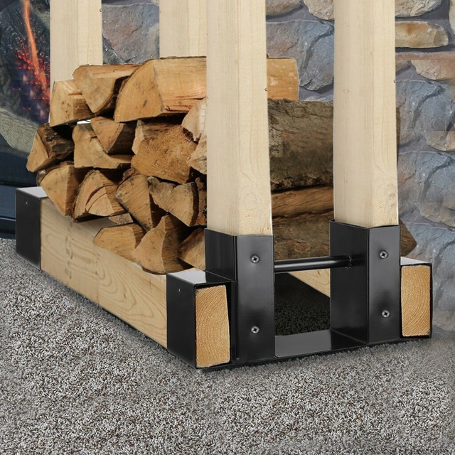 Outdoor Firewood Log Rack Bracket Kit Adjustable To Any Length Wood