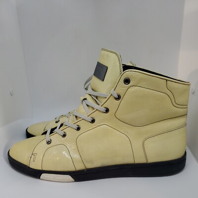 Men's Shoes High Top Sneakers DIRK BIKKEMBERGS Sport Couture  Leather Ivory 11.5