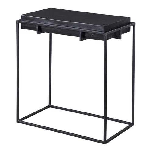 Uttermost Telone Iron Metal and Aluminum Side Table in Antique Black - Picture 1 of 5