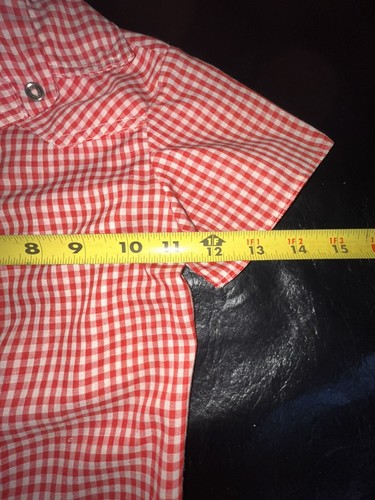 2 70s Boy Girl Gingham Shirt Pearl Snap Red Blue Check 3-4T Western Rockabilly - Picture 8 of 10