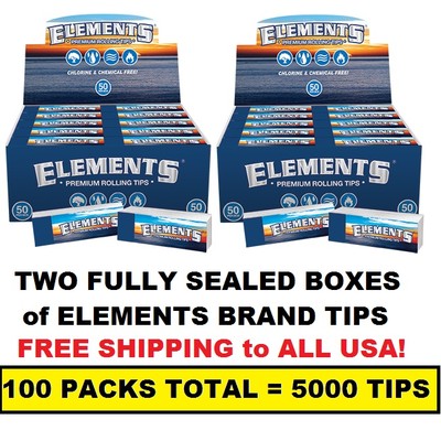 TWO X SEALED BOXES ELEMENTS TIPS - 2 Counter Top Displays (100 packs=5000 total)