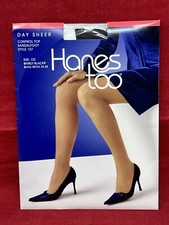 NEW Size CD Black Hanes Too Day Sheer Sandalfoot Control Top Pantyhose Nylon 137