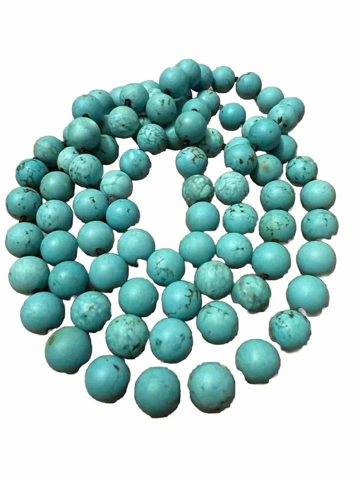 Collar llamativo vintage de cuentas turquesa natural 118,3 grm 10,5 mm Foto 3 de 4