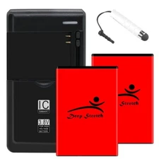 High Power 2x 3020mAh Battery Extra Charger for Samsung Conquer 4G SPH-D600 USA