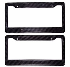 100% Real Carbon Fiber License Plate Frame Cover Black 2PC Set Auto Tag 3K
