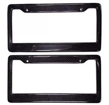 100% Real Carbon Fiber License Plate Frame Cover Black 2PC Set Auto Tag 3K
