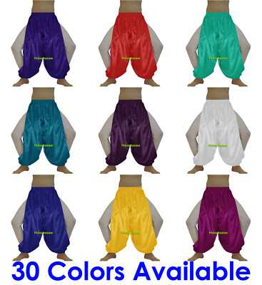 Satin Slit Harem Pant Yoga Genie Trouser Belly Dance Pantaloon Aladdin Halloween