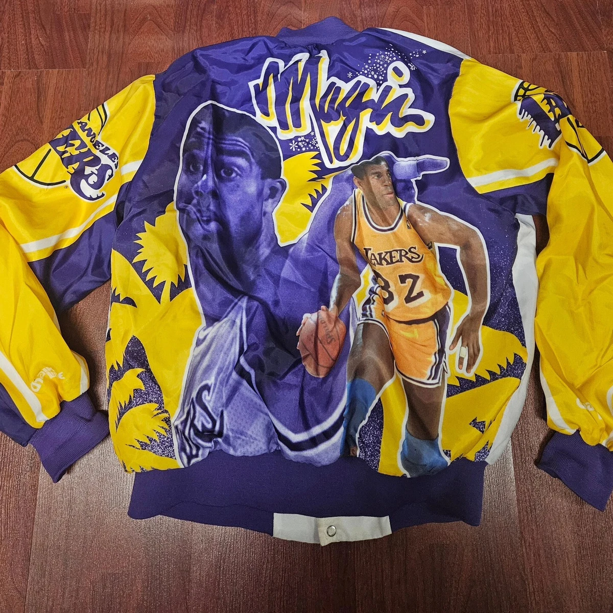 Magic Johnson Vintage Chalkline Jacket Size Large LA Lakers NBA | eBay