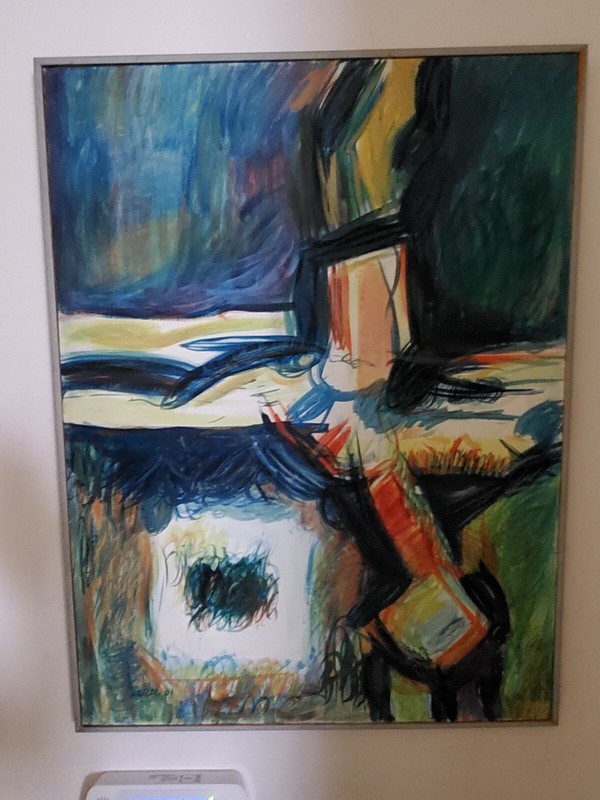 Clayton E.  Walker Original Oil on Board 1961 Abstract-Modernism