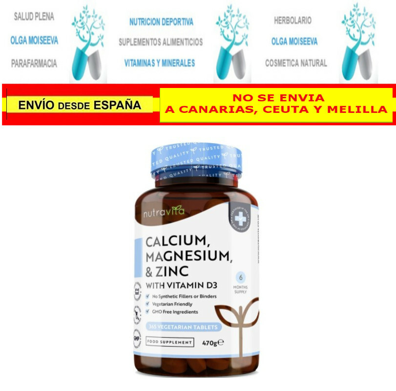 Calcio Magnesio Zinc Vitamina D3 huesos dientes Músculos Envío Rápido y gratis