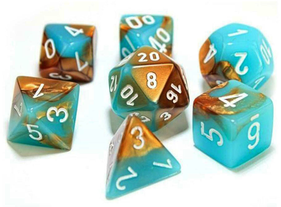 DICE Chessex GEMINI COPPER TURQUOISE - LAB - Ltd. Ed. D&D Game d20 7 ...