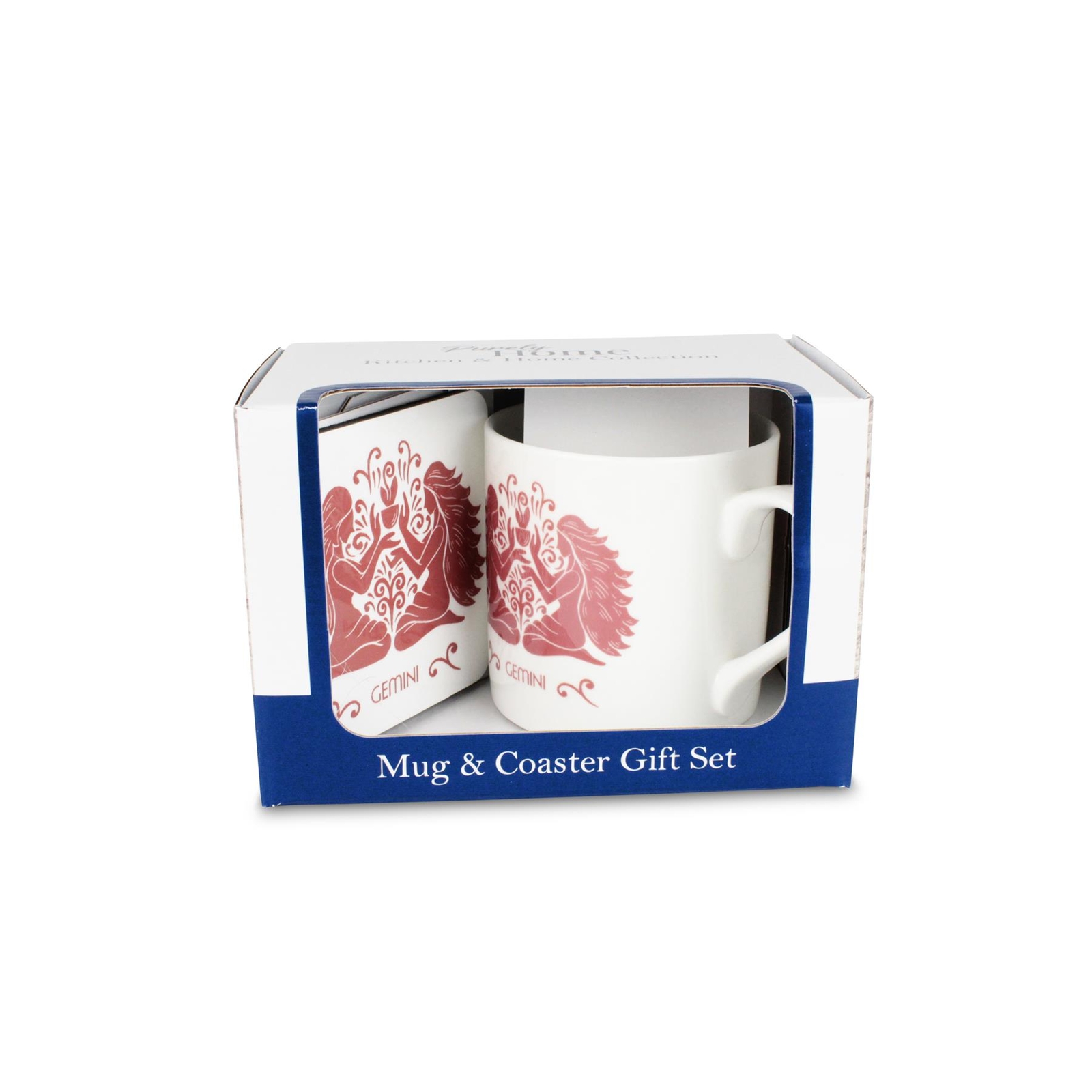 Gemini Mug & Coaster Gift Set - Bone China/Cork Star Sign Zodiacs Present