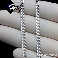 18"20"22  24"MEN 925 STERLING SILVER 4MM FLAT CUBAN CURB LINK CHAIN NECKLACE SN16