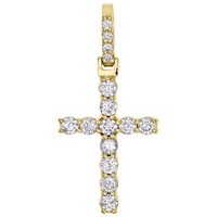 "10K Gelbgold Diamant Solitaire Zacken Set 1 Reihen KreuzanhäNger 1.65 \" 2.10 Ct"
