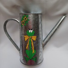 Vintage Watering Can Indoor outdoor galvanized Hand made Frog SIGNED! EC! HTF