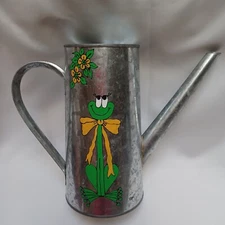 Vintage Watering Can Indoor outdoor galvanized Hand made Frog SIGNED! EC! HTF