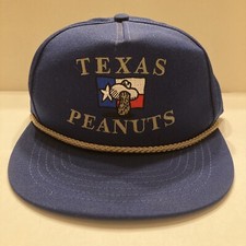Vintage Blue Texas Peanuts Embroidered Hat Rope Tejas Snapback