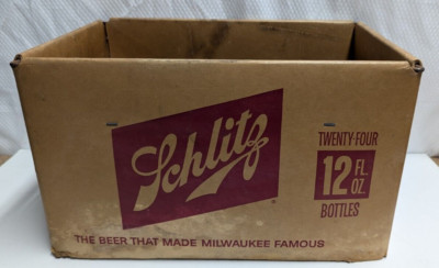 Rare Schlitz 24 - 12 Fl. Oz. Bottles Waxed Cardboard Stadium Box Case Milwaukee