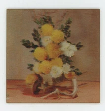 Flowers in Wheelbarrow 1960's VARI-VUE Lenticular 3-D Picture 3 x 3 inches