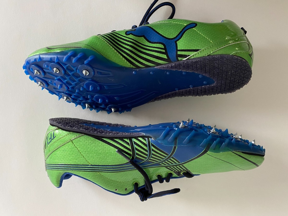 Puma Men\'s Bright Green and Blue Track Spikes Athletic Shoes NEW Puma Track Field Spikes Shoes Sprint Complete TFX Mens  main image 4