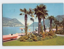 Postcard Lake promenade Mount Bre Paradiso Switzerland