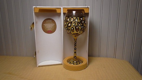 Lolita Weinglas Sammlung "Leopard" mit Schmucksteinen im Leopardenetui Oh La La!