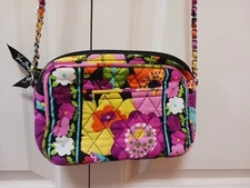 Vera Bradley Small Crossbody Bag Vava Bloom Chainlink & Fabric Strap EUC
