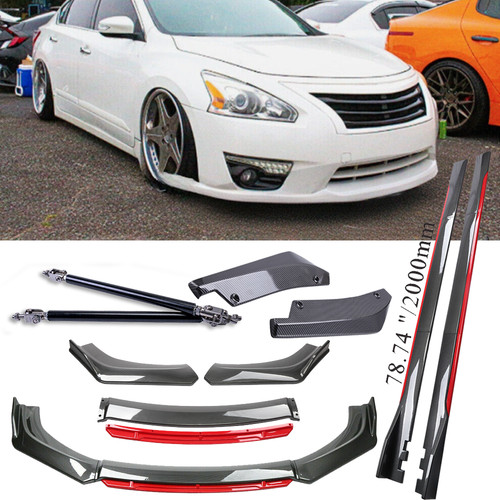 For Nissan Altima 08-23 Fiber Front Lip Chin Bumper Body Kit Side+Skirt Rear