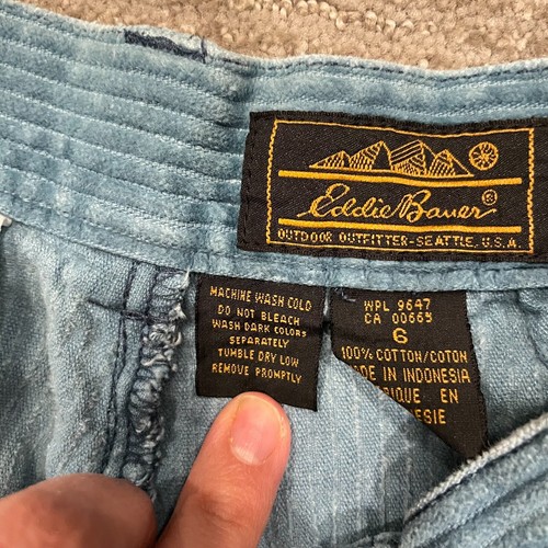 Pantalones vintage Eddie Bauer para mujer 6 azul pana cintura alta años 90 plisados Gorpcore - Imagen 5 de 20