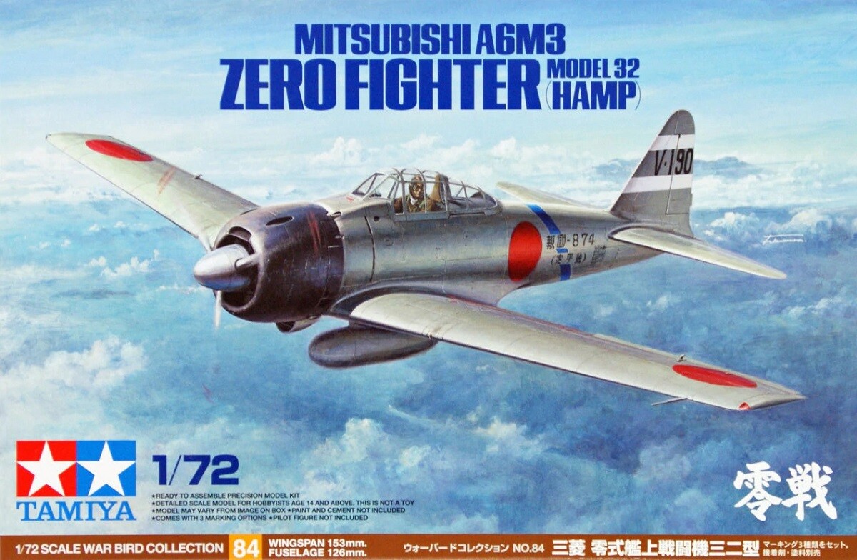 Tamiya 60784 1/72 Aircraft Model Kit Mitsubishi A6M3 Zero