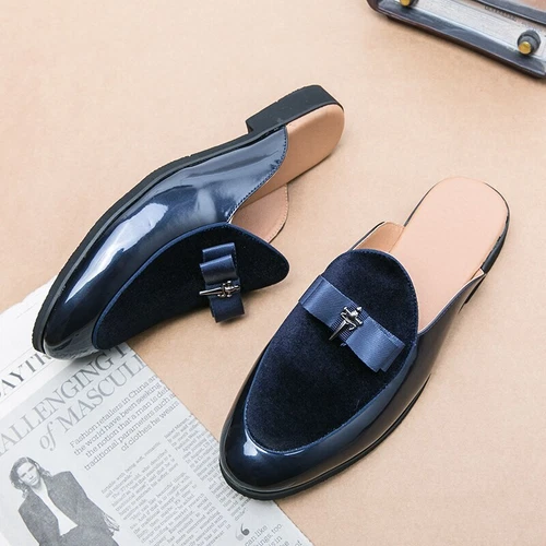 Men Casual Shoes Sandals Slip On Flat Half Loafers Luxury Male Slippers Slides - Bild 6 von 29
