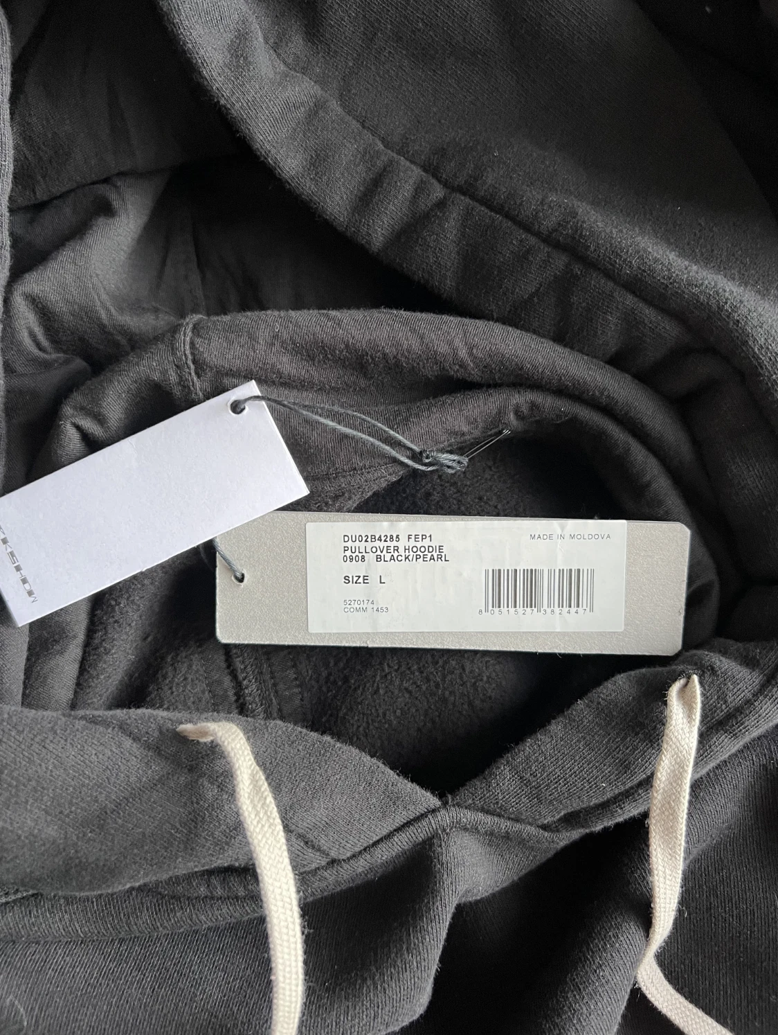 Felpa con cappuccio pullover effimerismo Rick Owens DRKSHDW Taglia Large Nero NUOVO