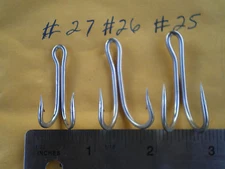 45 PCS. BIG GAME S. STEEL DOUBLE PRONG TUNA HOOKS 7897 SIZE #27,#26,#25 -15 EACH