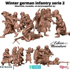 Eskice Miniatures WW2 Winter German Infantry Squad Bolt Action WWII 15mm 20 28mm