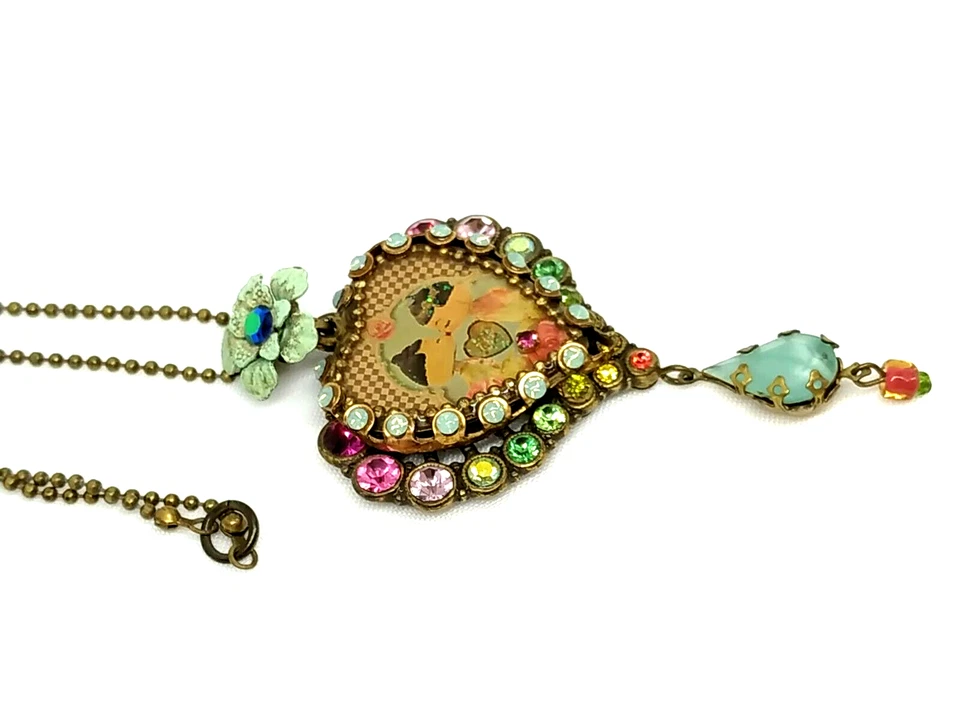 Precioso Collar Por Michal Negrin Forma Corazón Multicolor Con Cristal Único Foto 4 de 4
