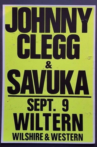JOHNNY CLEGG & SAVUKA Vintage Boxing Style Concert Poster 1988 Juluka Afro-Pop