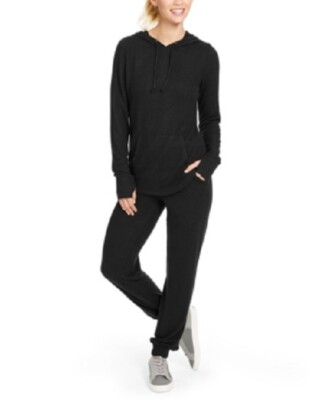 Ideology Mushy-Knit Hoodie Women's Black Noir NWT Medium