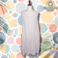 POETRY Women's sz 8 Fit Blush Button Front Sleeveless Dress Cottagecore Midi 