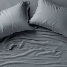 Queen 100% Linen Sheet Set Mineral Blue - Cas...