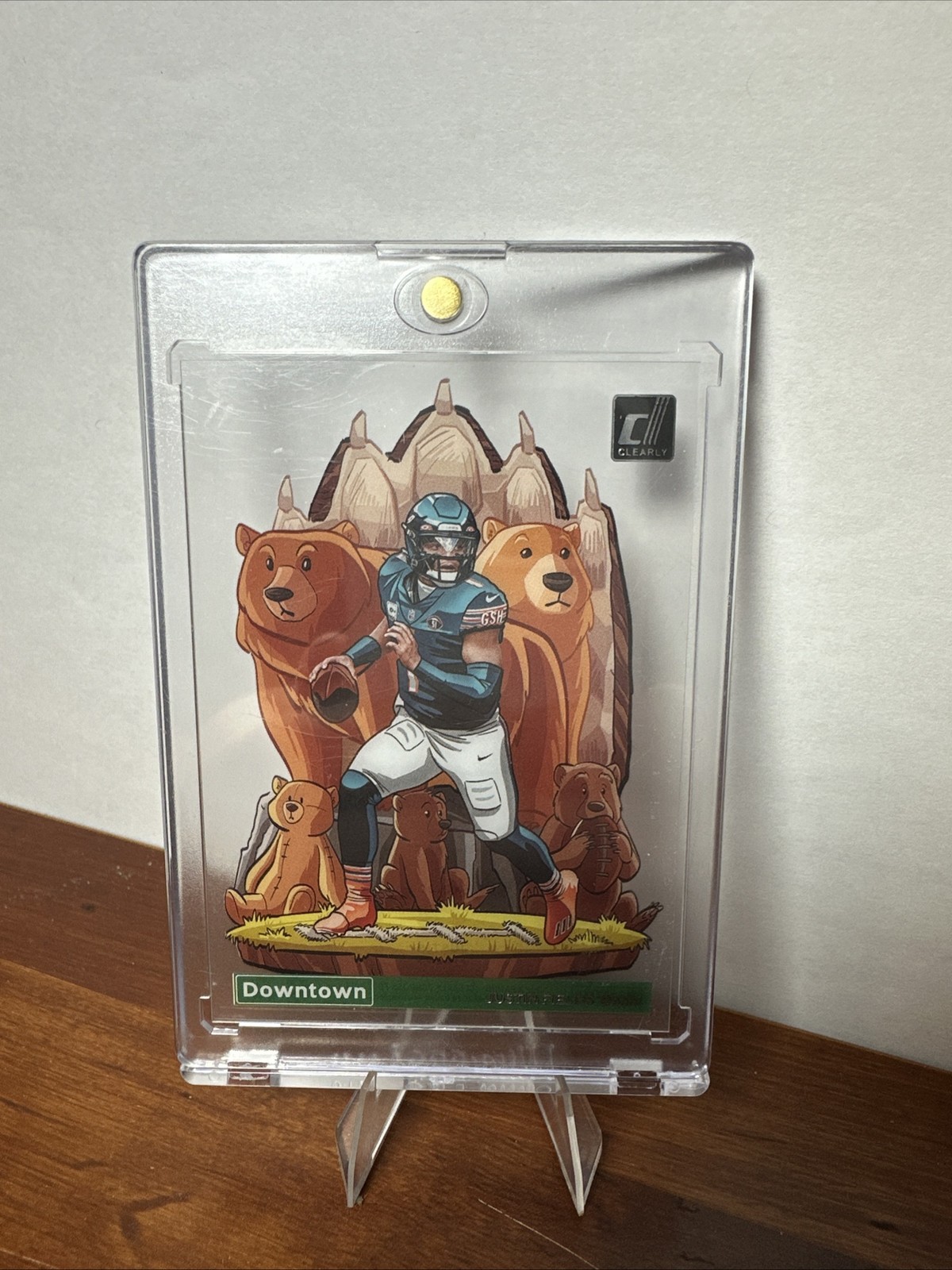 2023 Panini Clearly Donruss Justin Fields Downtown SP #21 Chicago Bears