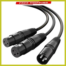 10ft XLR Y-Splitter Cable: Dual XLR Female to Male, Balanced Audio Solution