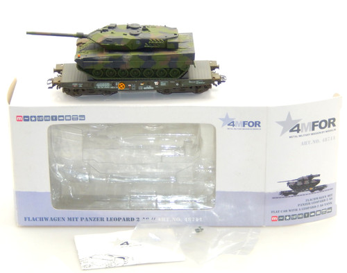 Märklin H0 48711 4MFOR  Flachwagen mit Panzer "Leopard 2 A6" - Bundeswehr | Condition: Gebraucht