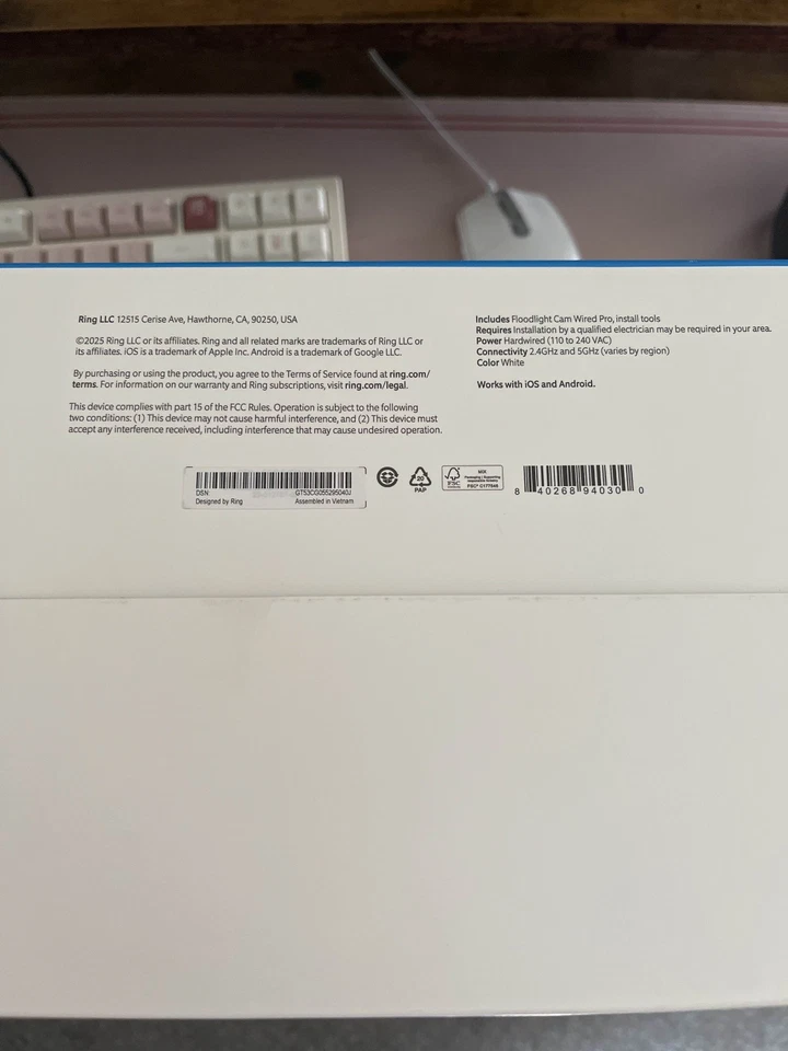 Ring Floodlight Cam Wired Pro (New Model) Motion-Activated Camera 1080p White - Image 3 of 3