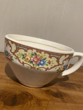 4 Vintage Mount Clemons Pottery Teacups Circa 1930s “Mildred” Pattern Floral USA