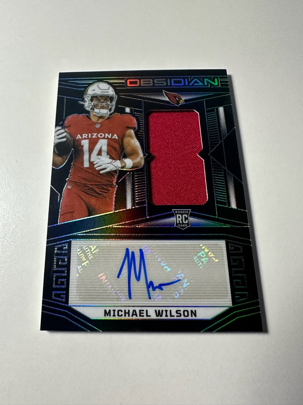 2023 Panini Obsidian Michael Wilson Jersey Auto /199 RC Cardinals Rookie Patch