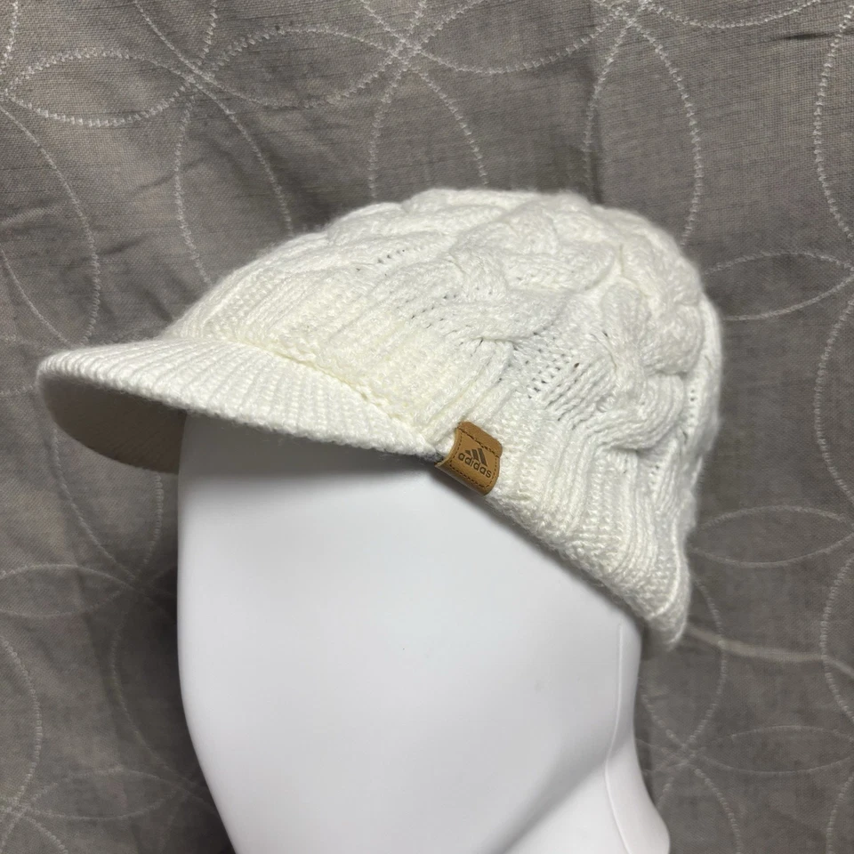 Nuevo con etiquetas Adidas Para mujeres Forrado de Vellón Sombrero Gorro Gorra Nuevo Ala Exterior OS Blanco Foto 4 de 4