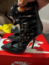 Black Laced High Heels Size UK 4 Women